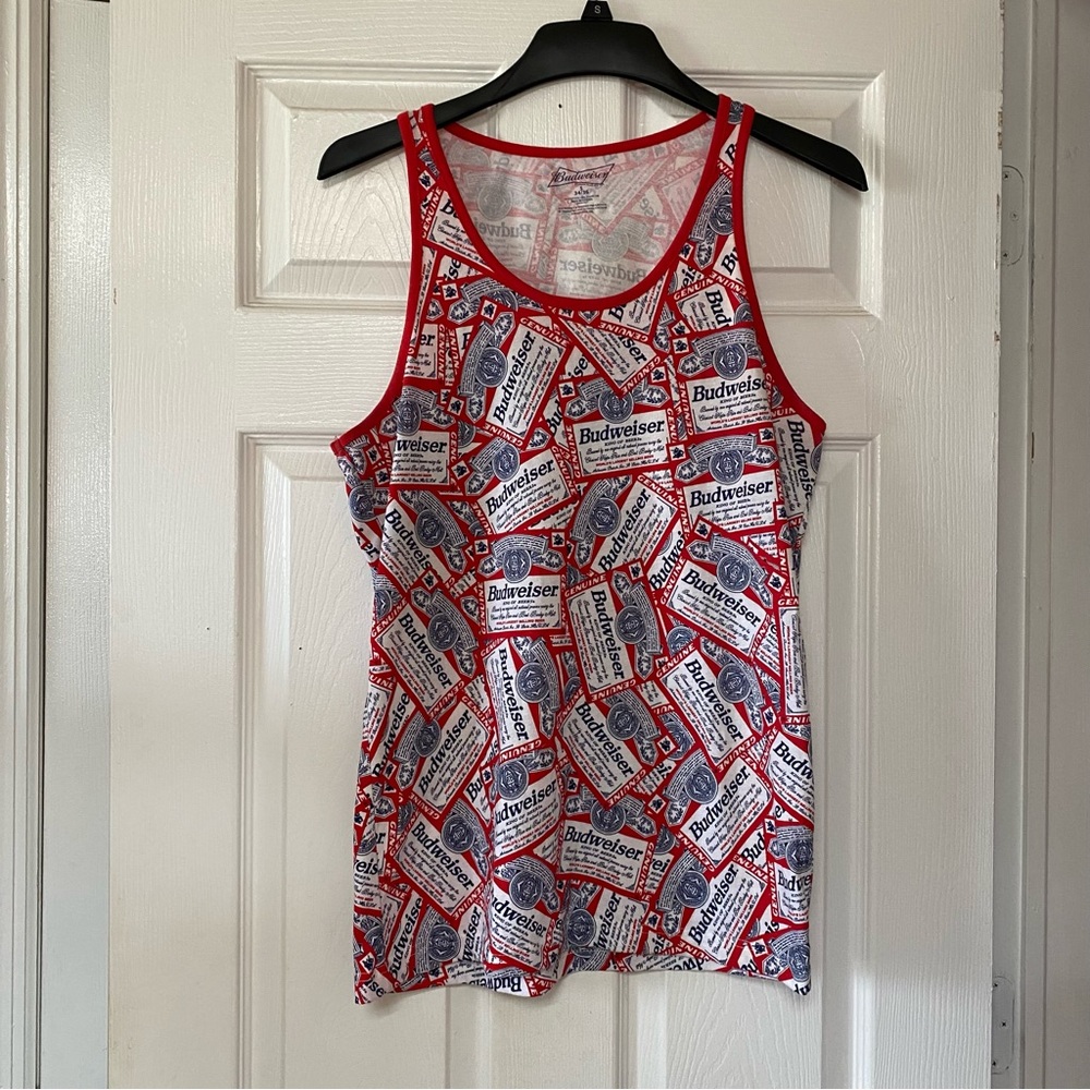 VTG BUDWISER Beer Muscle Tank Top Shirt King of beers Logo